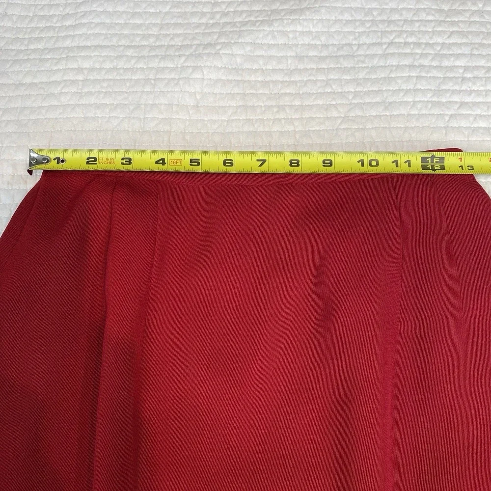 Travis Ayers Women's Pencil Midi Skirt Red Sz 8 Slit Classic Modest Professional